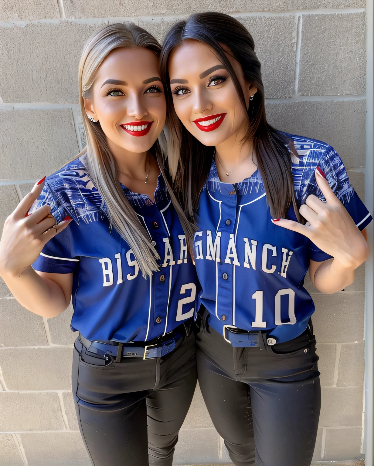 two women in baseball uniforms posing for a picture, profile pic, blue and black, profile image, 🤬 🤮 💕 🎀, blue uniform, professional sports style, inspired by Briana Mora, no background, 💣 💥, # oc, #oc, full face shot, pokimane, wearing a volleyball jersey, blue indygo thunder lightning, oc
