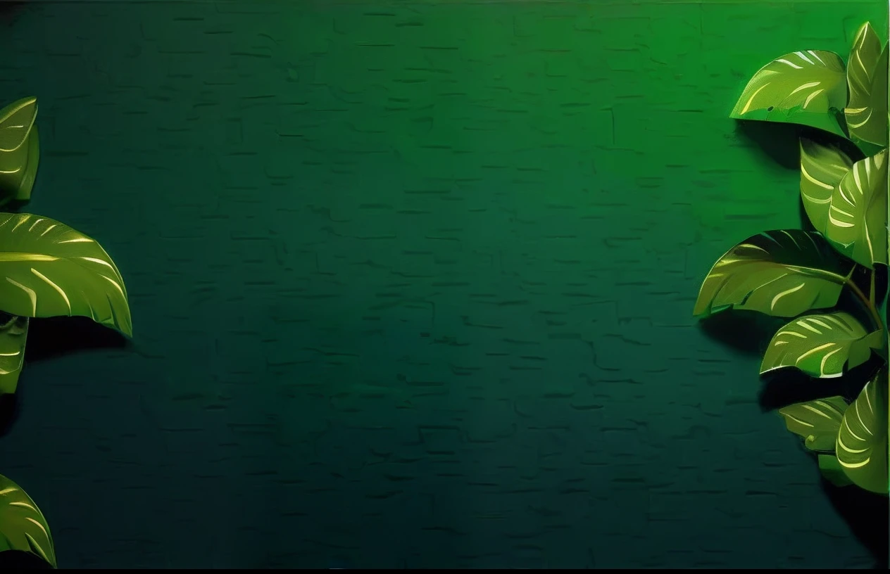 There is a green background with a green palm tree and a green leaf, cores azul e verde, fundo verde liso, estilo de cor azul e verde, fundo verde simples, fundo liso, fundo verde do papel de parede, argila abstrata, fundo cor-verde, Banner, esquema de cores azul e verde, solid background, fundo de pano verde, Iconic green-colored character, textura verde suave, Cor verde