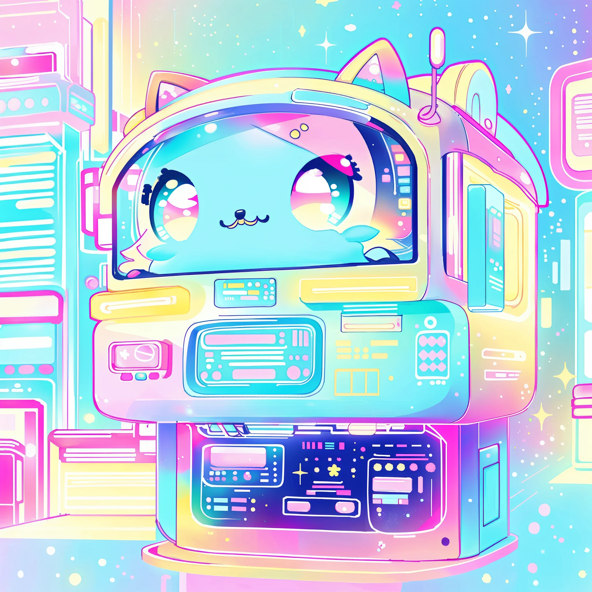 Kawaii Tech,pastel color, kawaii,  Cute colors ,scifi,  
Food Trucks, signboard