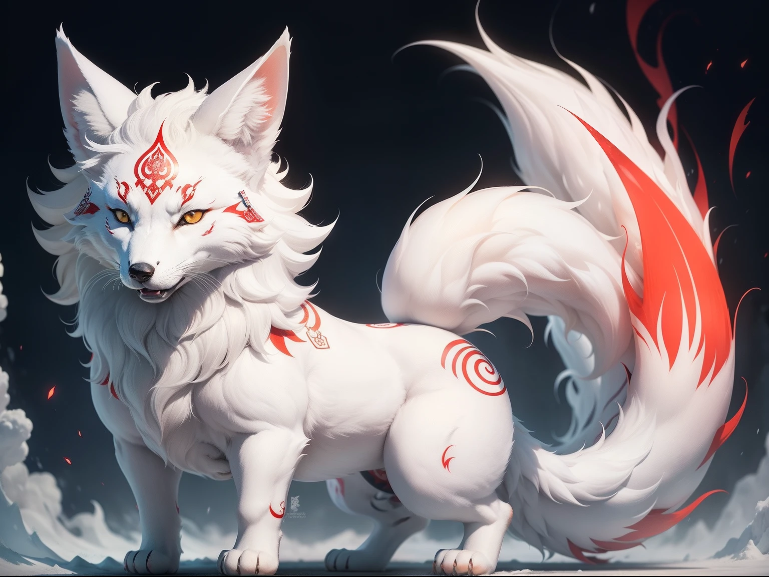 （（（（Nine-tailed white fox））））Red pattern on top　mistic　Overweight
