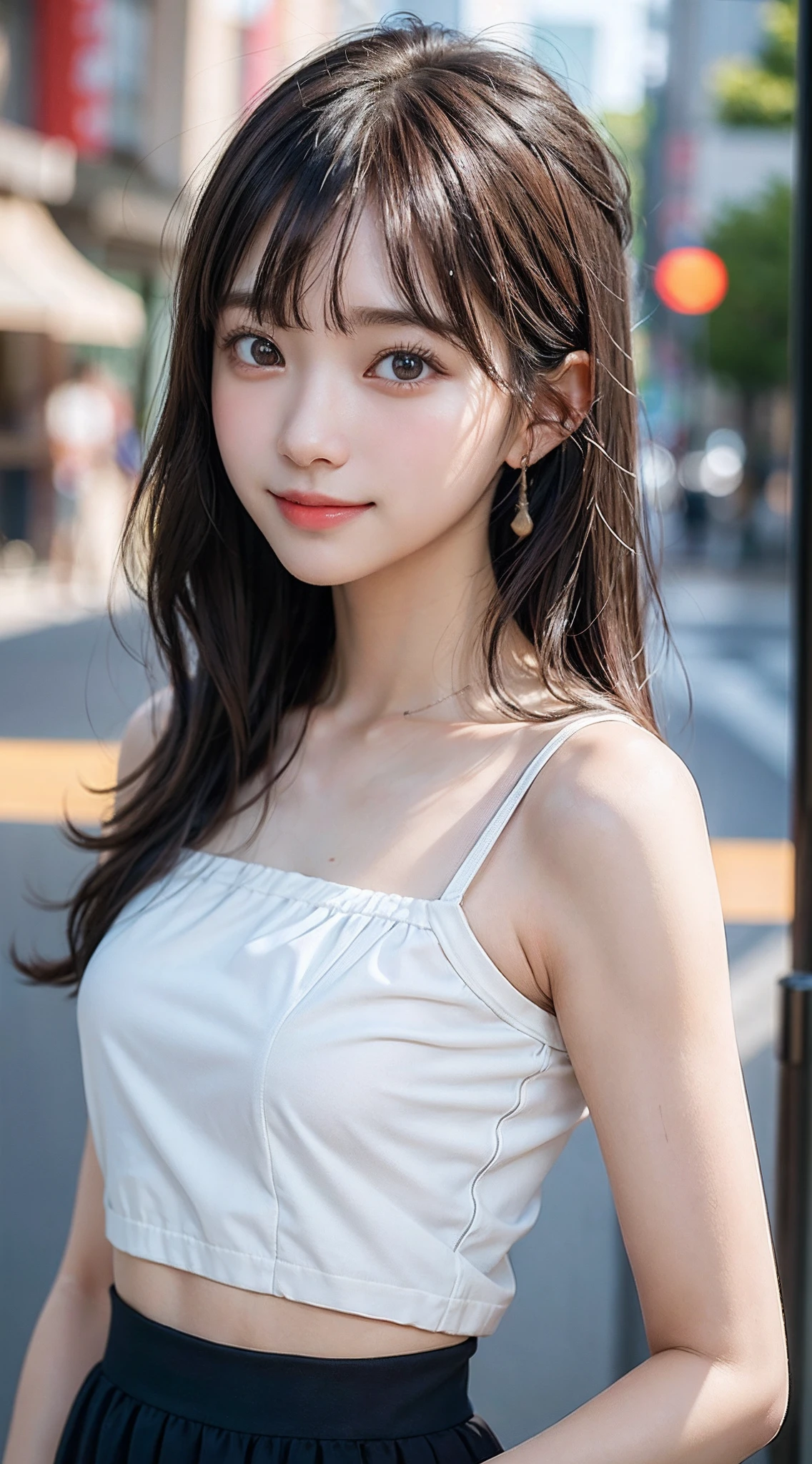 (8K、Raw photography、Top image quality、hight resolution:1.1)、(A hyper-realistic:1.4)、(realisitic、Photorealsitic:1.3)、Soft light、girl with、short-hair、japanes、20yr old、Lifelike face、Realistic body、real looking skin、、absurderes、​masterpiece、(cute little:1.8)、Cuties、独奏、(long:1.2)、Detailed black eyes、Innocent eyes、cheek、（barechested:1.2)、Split abs、cinematric light、film grains、Hands on hips、((hugetits:1.1))、Pink lips、a closeup、Look Viewer、The upper part of the body、 Open lips、Upper teeth、(Smiling eyes:0.6)、((Grinning:1.2))、depth of fields、blurry backround、eyes focus、bokeh dof、夏天、mare、85mmレンズ、Colossal tits、Hands on chest、F / 1.4、Professional Lighting、年轻、portlate、photon maping、Radio City、physically-based renderingt