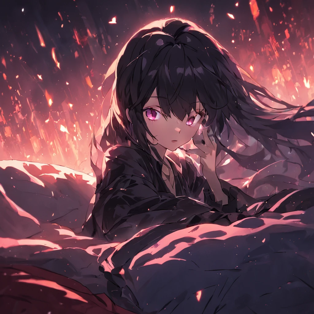A black silk royal sister was lying on the bed