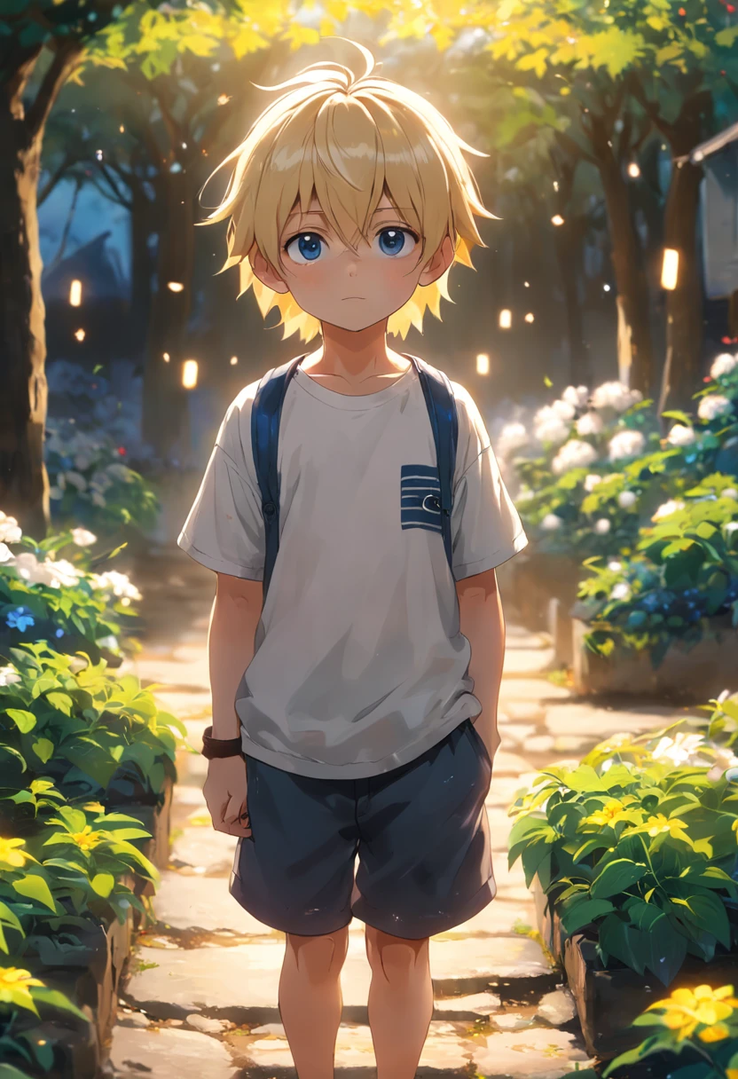 A 6--old nde boy standing in a garden, alta qualidade, Foco claro (mess - house: 0.8), (obra-prima: 1.2) (realista: 1.2) (Bokeh) (melhor qualidade) (pele detalhada: 1.3) (detalhes intrincados) (8k) (Detalhe Olho) (foco nítido), (assustado) (various poses) Desenho
