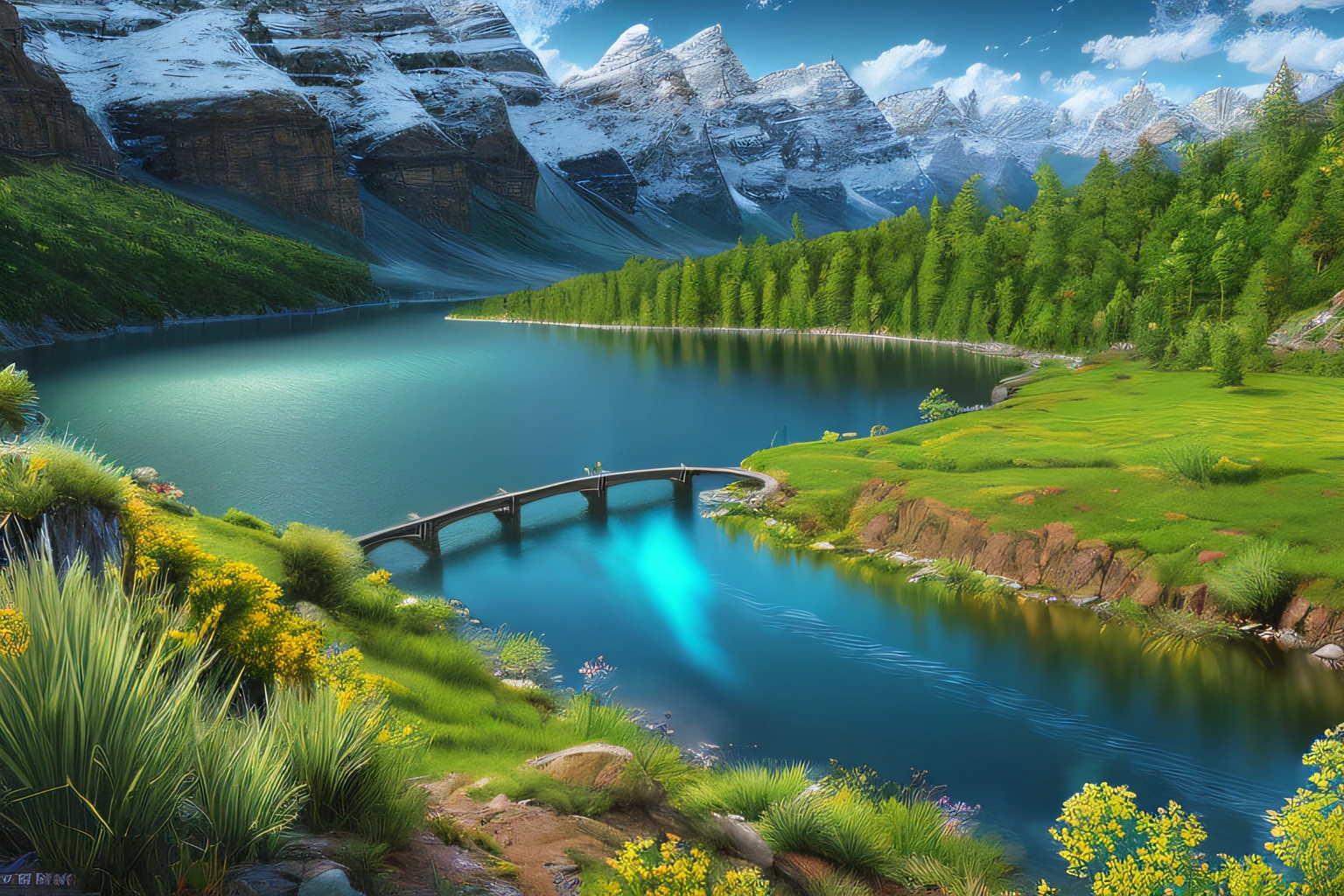landscape,water,(extremely detailed CG unity 8k wallpaper), most beautiful artwork in the world,professional majestic oil painting,intricate, High Detail, Sharp focus, dramatic, photorealistic painting art