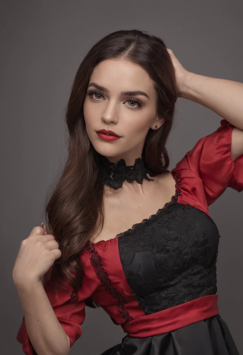 Homem de barba forte de terno preto e mulher de vestido vermelho, um casal elegante, Lovely couple, romantic couple, homem e mulher, Photo Session, com longos cabelos pretos, Homem e mulher apaixonados, foto de retrato, pose de casal, par, attractive female, vestindo roupas pretas elegantes, com cabelos pretos, apelo masculino alta moda, Fumegante, muito intenso, sensual, homem musculoso, musculos