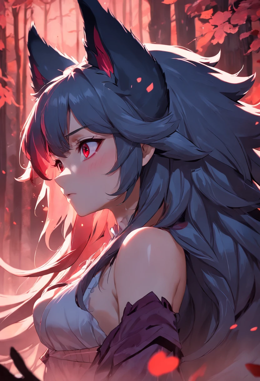 Werewolves，beast ear，Lovely look，Delicate facial features，Pure desire，Be red in the face，Sense of brokenness，