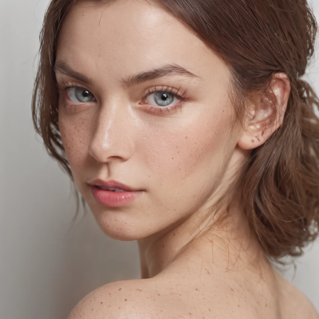 woman, 20 years old, perfect eyes, with a big pimple on her face. front view, She is in the bathroom, Ultra HD, hyperrealism, High definition, vivid colors reflects, vibrant colors, sharp focus, insane details, intricate details, contrast, dynamic lighting, hyperdetailed, perfect composition, realistic, 8k
