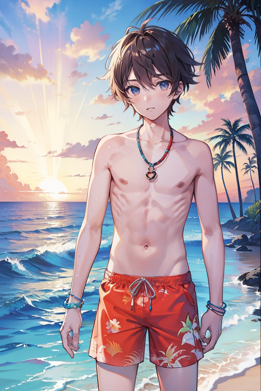 male people twinks {{ember}} Hawaiian ocean evening Palm trees swimming trunks