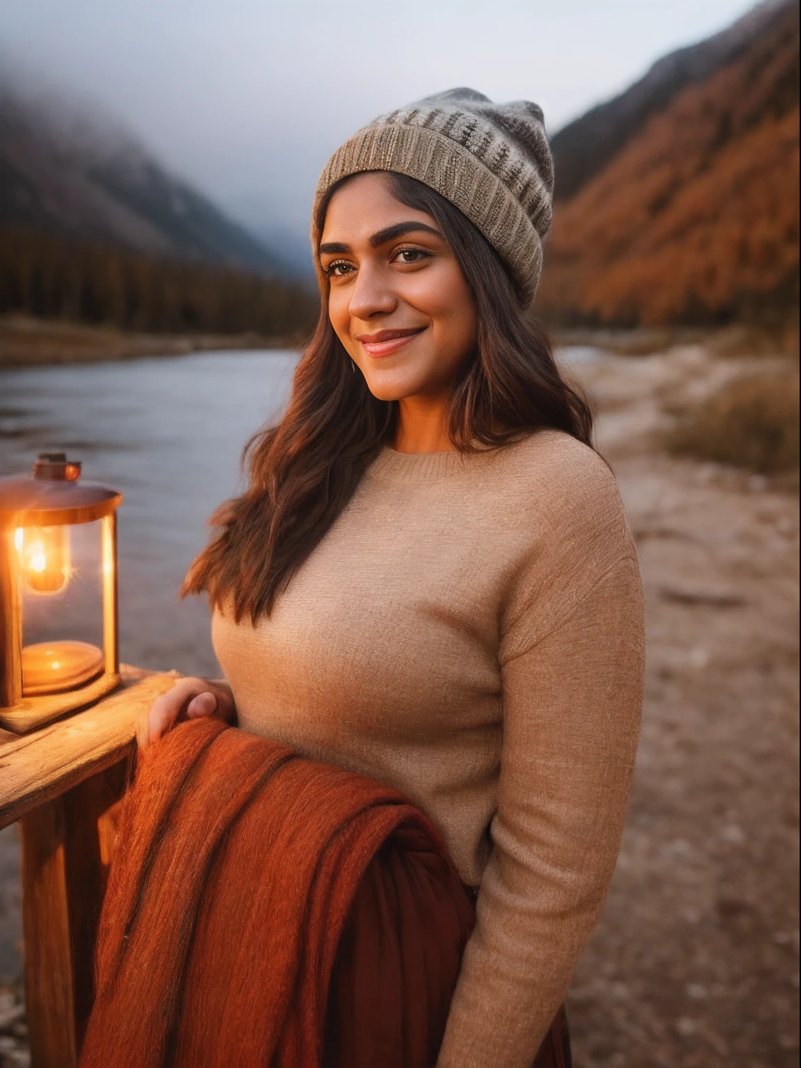 (Mrunalt), 22 years old, cute smile ,1 woman((upper body selfie, happy)), masterpiece, best quality, ultra-detailed, solo, outdoors, (night), mountains, nature, (stars, moon) cheerful, happy, backpack, sleeping bag, camping stove, water bottle, mountain boots, gloves, sweater, hat, flashlight, forest, rocks, river, wood, smoke, shadows, contrast, clear sky, analog style (look at viewer:1.2) (skin texture) (film grain:1.3), (warm hue, warm tone)
:1.2), close up, cinematic light, sidelighting, ultra high res, best shadow, RAW, upper body, old man, wearing pullover