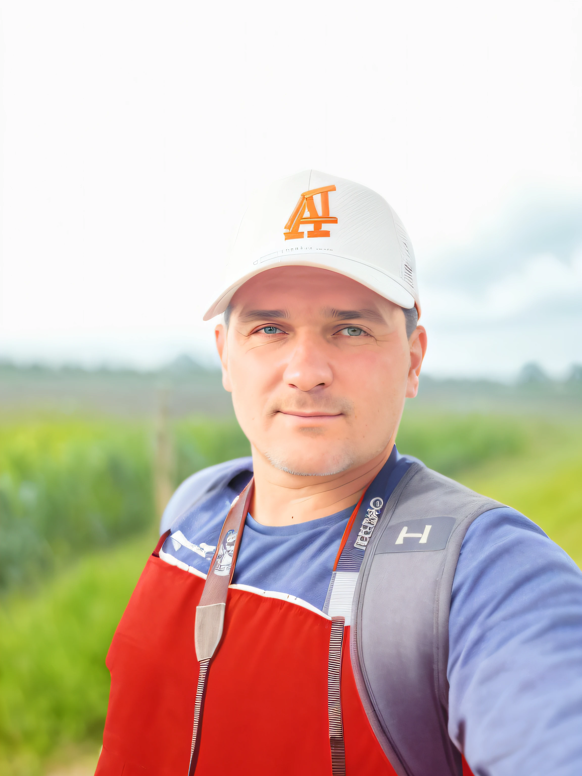 there is a man in a red apron and a white hat, 8k selfie photograph, andreas m wiese, andrei riabovitchevy, profile image, andrei ryabovichev, a photo of a man, andrey surnov, profile pic, album photo, photograph taken in 2 0 2 0, kacper niepokolczycki