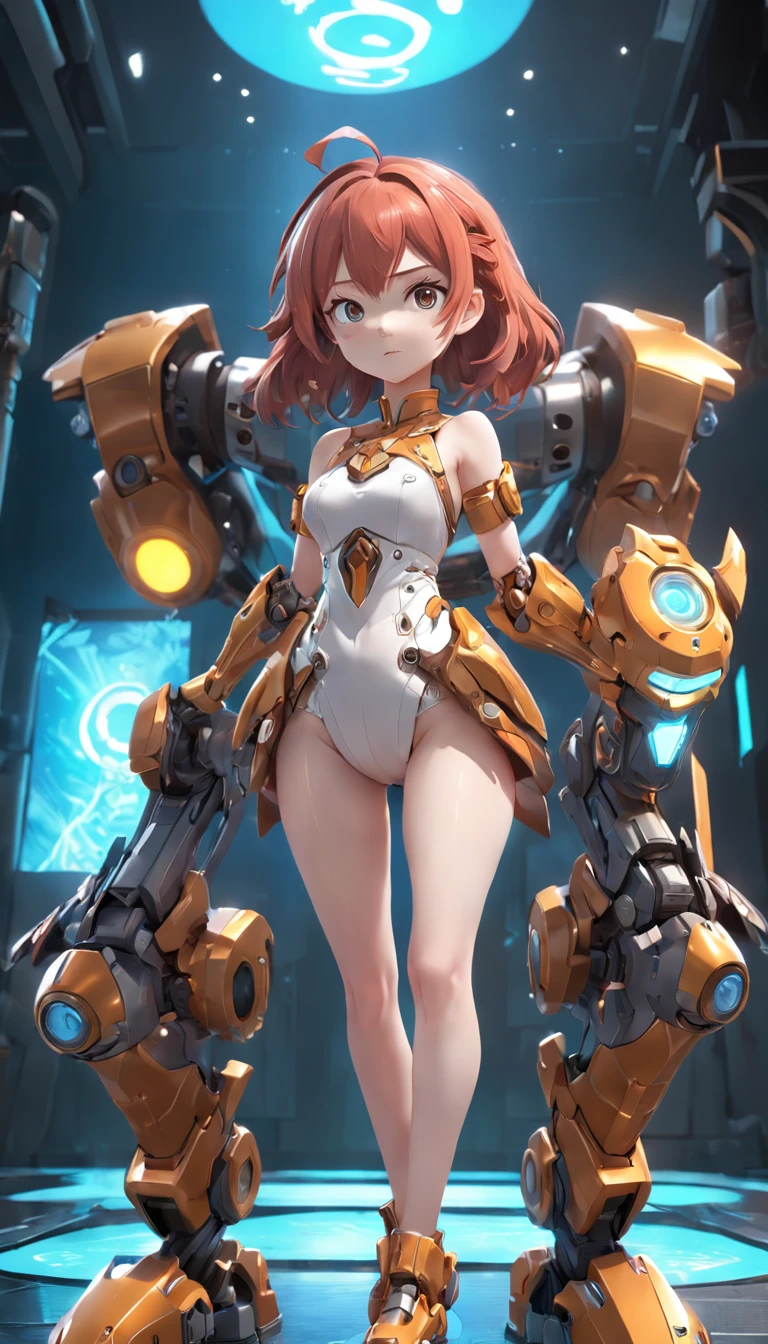 (Highly detailed CG Unity 16k wallpaper:1.1), (Denoising strength: 1.45), (tmasterpiece:1.37), Side lighting, Lifelike texture, redhead woman, from behind, See the enchanted forest darker and darker, cute-style, Small, Big head, ((Q version)), pokemon style, Machine Style, cinematic texture, Figure, Pokémon, movie lights, Heavy Robot Arm, Mechanical belly, mechanical legs, mechanical legs, Mechanical feeling, Background Surround Lightning, spinning, Colorful lightning, Cool, Clean white background, Premium Color, Full Body 3D Model, action, Fashion Blind Box Toys. (Filled Body:1.2), Chibi, 3D Rendering, Ray tracing, god rays, spark of light, Glowing light, nffsw, awardwinning