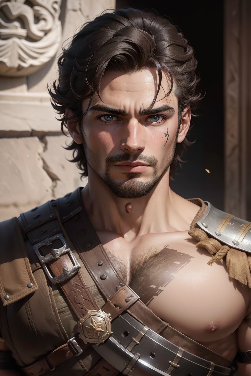 foto de perfil de homem com marcas de guerra vitorioso, At the time of ancient Greek philosophy, Estoicismo cabelo maior, mais forte e mais marcas de luta