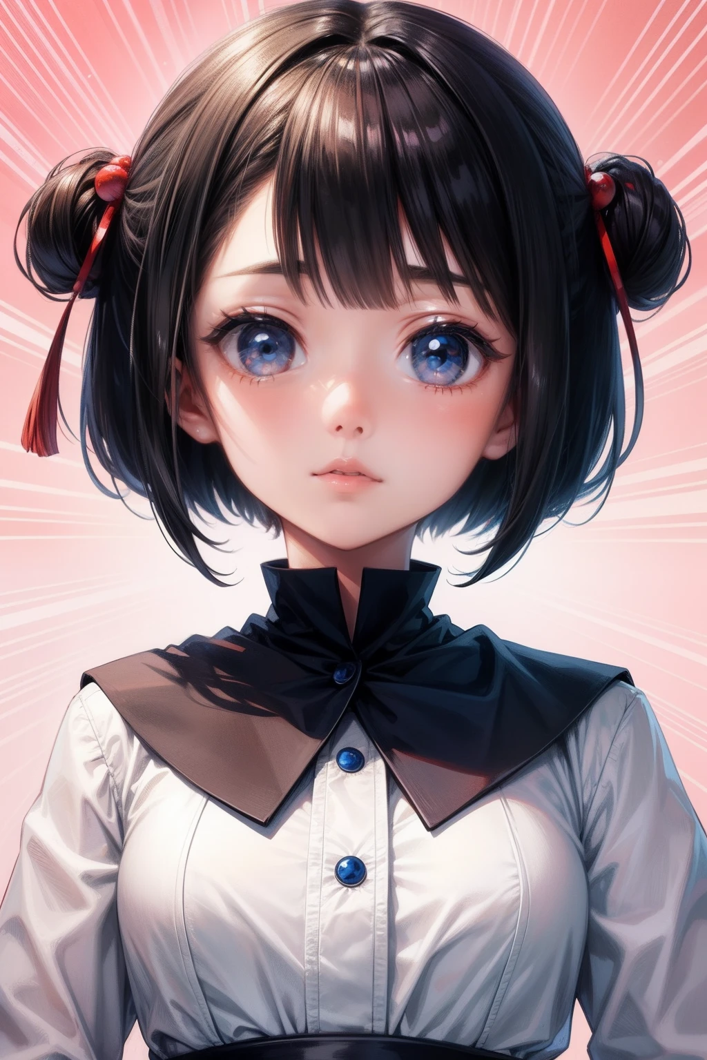Symmetrical bust of the front face,animemanga girl,Maruko hair style
