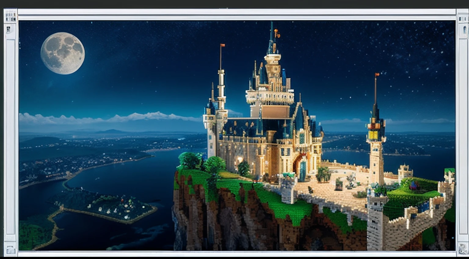 pixel game，scenography，fantastical scenes，Moon Night，Vampire Castle，levitating， Pixel art #pixelart