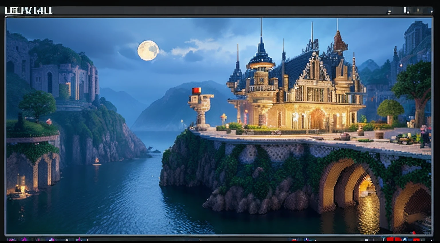 pixel game,scenography,fantastical scenes,Moon Night,Vampire Castle,levitating, Pixel art #pixelart