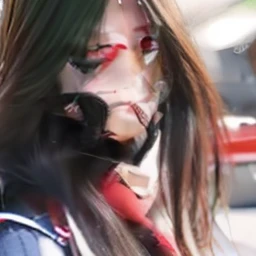 a close up of a woman with long hair wearing a black and red outfit, realistic anime 3d style, realistic young anime girl, stunning anime face portrait,photo realistic anime, anime realistic style,Kawai realistic portrait, realistic anime style at pixiv, realistic anime art style,hyper realistic anime,3 d anime realistic