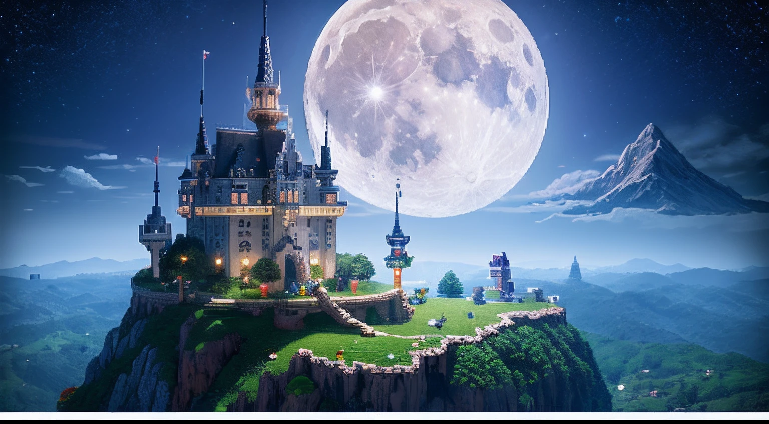 pixel game，scenography，fantastical scenes，Moon Night，Vampire Castle，levitating， Pixel art #pixelart