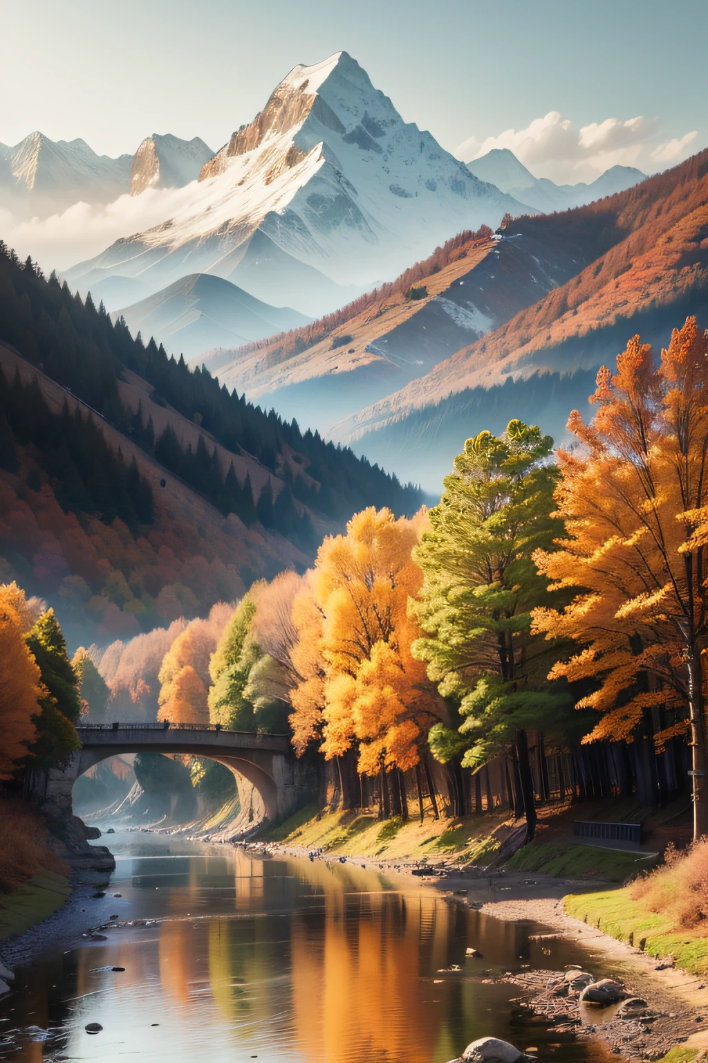 Dynamic landscape。There are autumn winds and fallen leaves, some sadness, mountains and waters