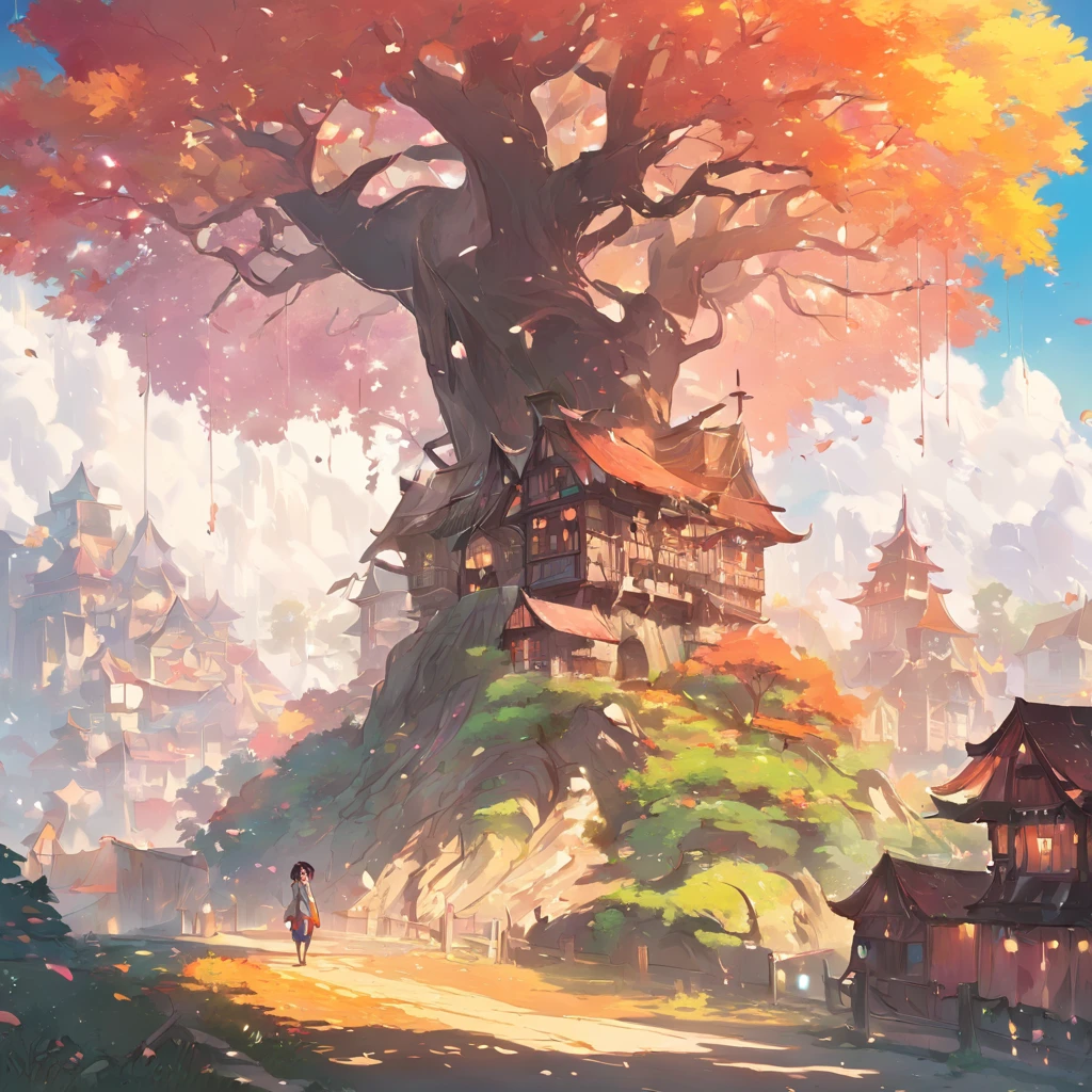 dream world tree wallpaper 17 hd fantasy fantasy tree wallpaper, in the style of folk-inspired illustrations, 32k uhd, unique yokai illustrations, goblin academia, realistic depiction of light, 2d game art, joyful celebration of nature