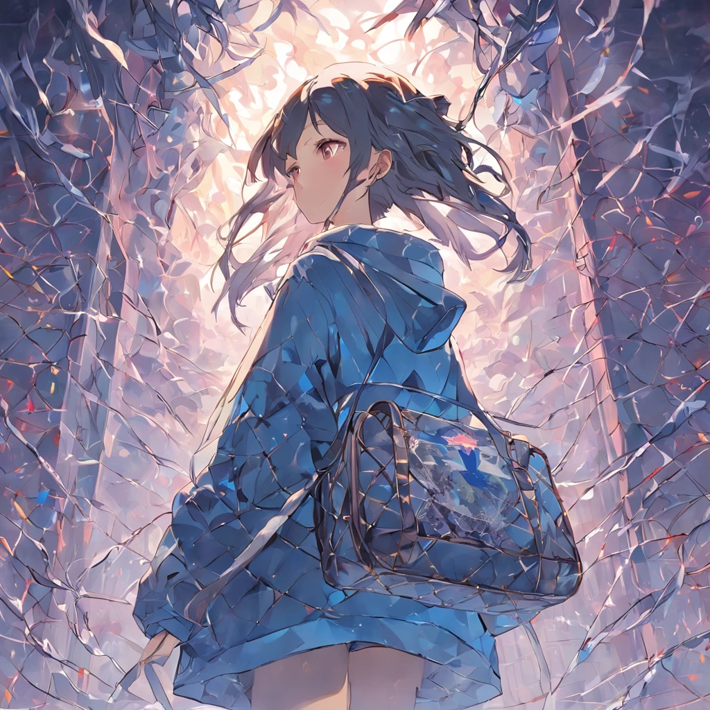 (White background:1.4),(blue colors, Rooftop, barbed wire, kotori，bookbag)，(Chinese illustration:1.3，paper art:1.3, Quilted paper art:1.2),( reasonable design, Clear lines, High sharpness,Best quality, Very detailed, Masterpiece, movie light effect, 4K )