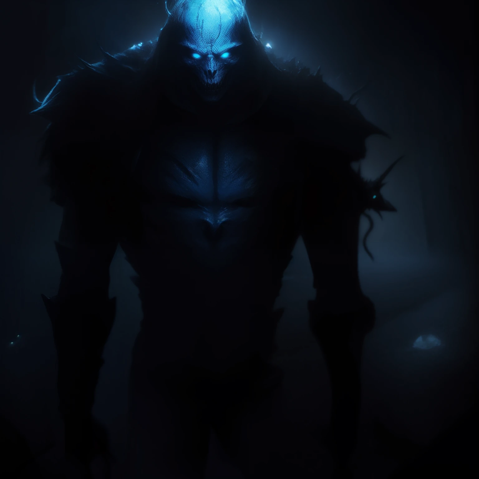 A frightening humanoid creature of darkness and blue