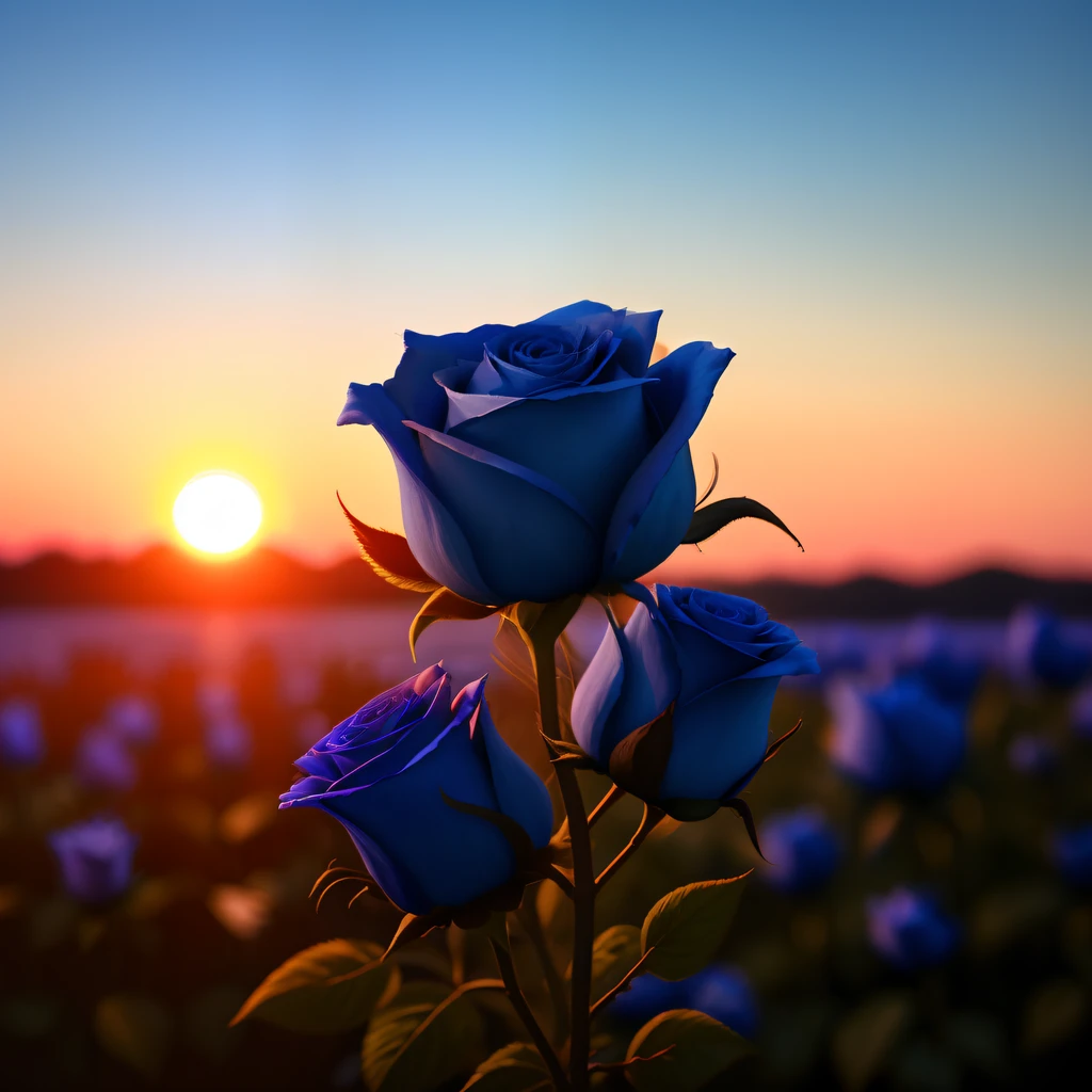 I was under the setting sun, and I embraced with my burning blue roses against my forehead