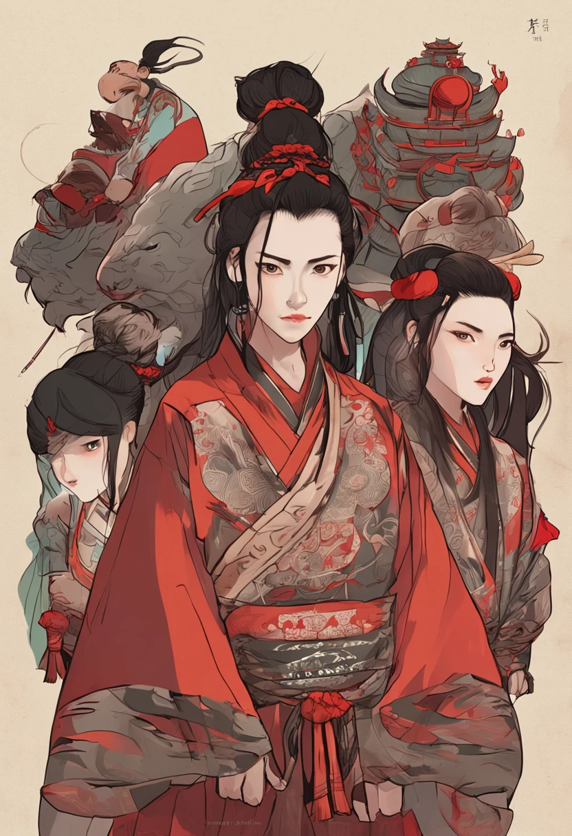 Ancient Chinese martial arts warriors,cabelos preto e longos,Egg-shaped face,A little red mole on the center of the eyebrows,The eyes are cold,Brunette crown,Light green flowing long coat