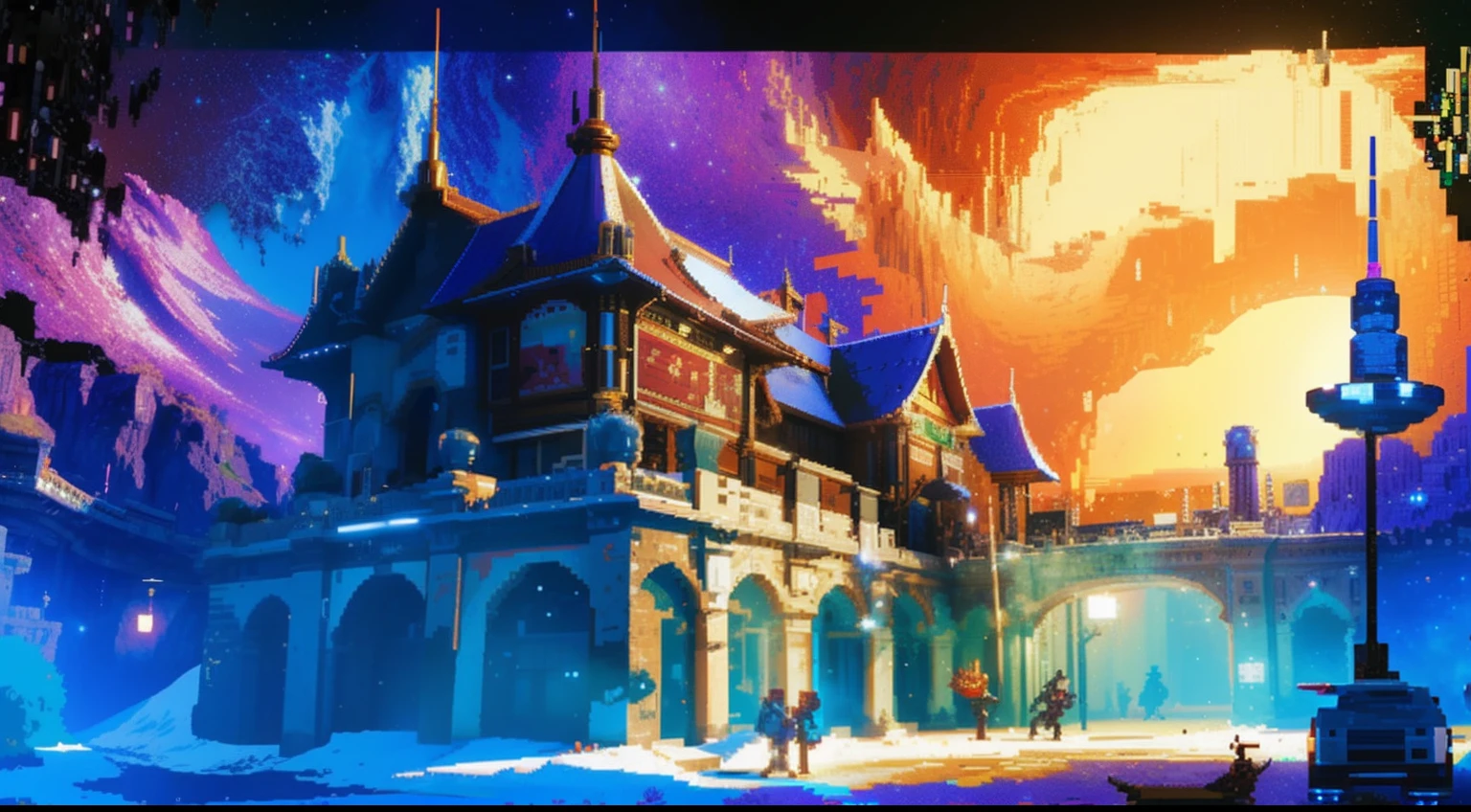 Pixel art,scenecy,Space Opera House,32-bit pixel art