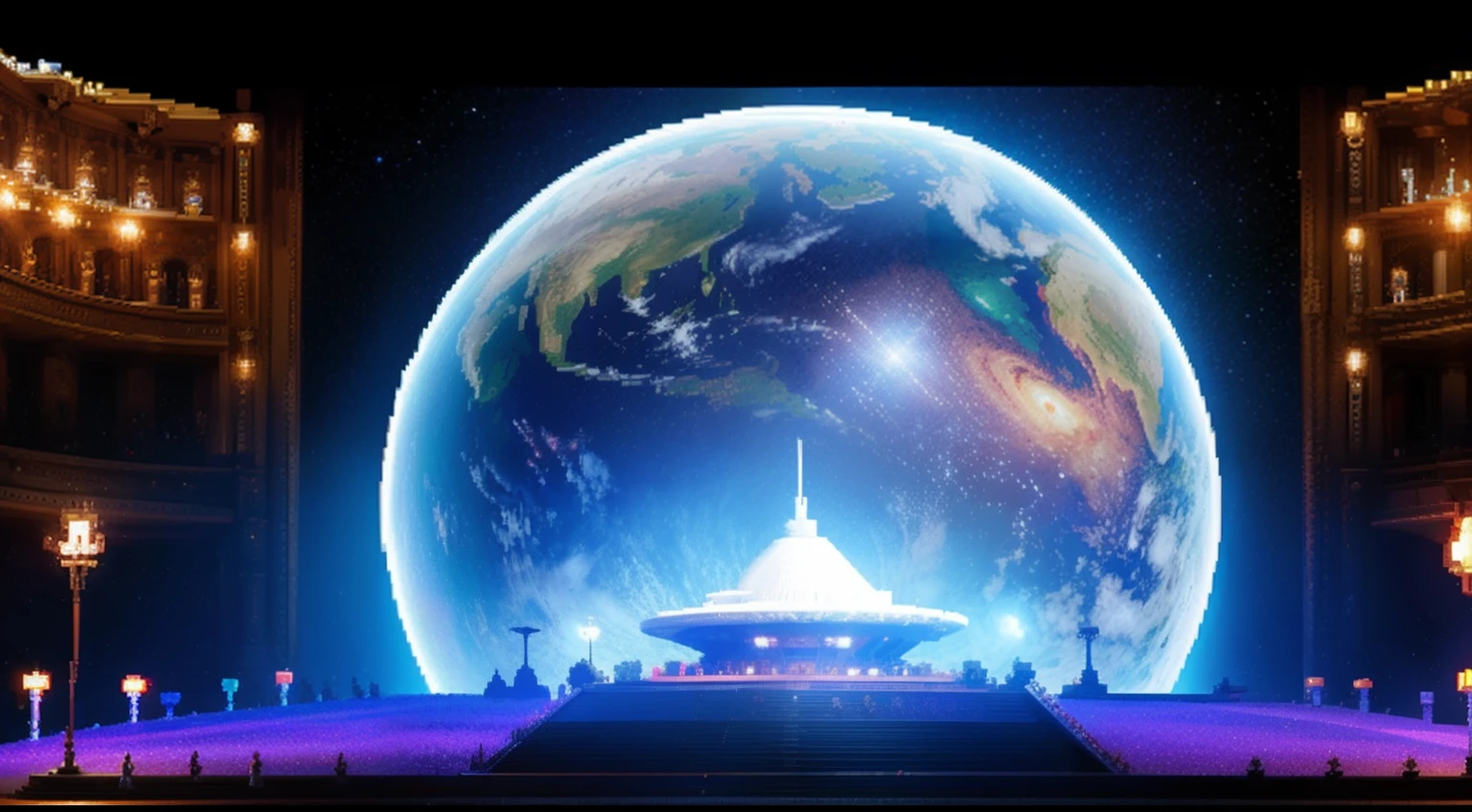 Pixel art,scenecy,Space Opera House,32-bit pixel art