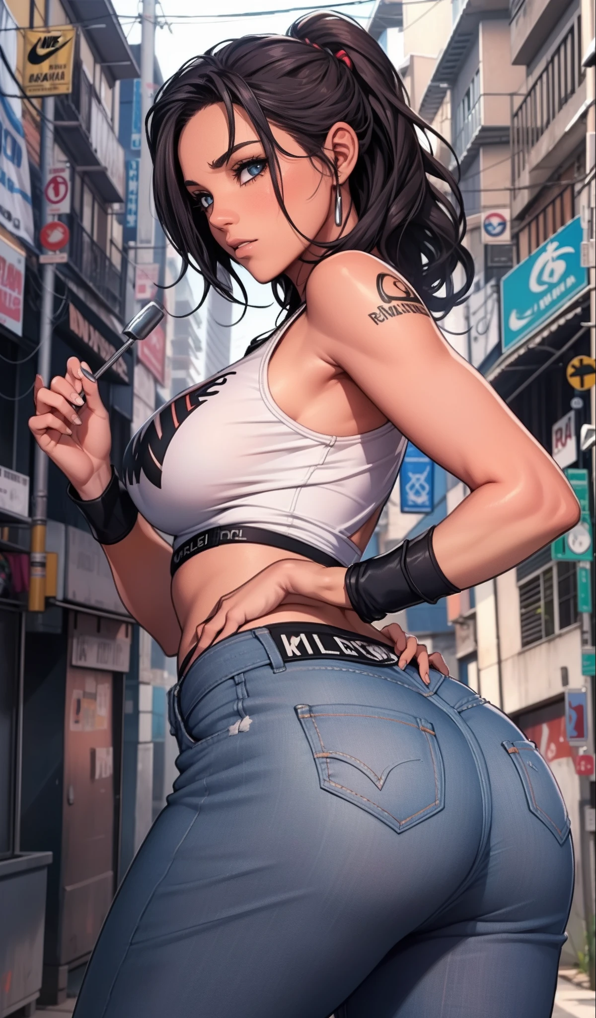 She-Hulk, muito sensual, com roupas de funkeira Lacoste, Oakley Juliet, brasileira, na cidade do rio de janeiro, Brasil, dancing funk, rebolando, bunda grande, pernas grossas, usando um short jeans extremamente curto, showing a piece of ass, Micro Short Curto, usando uma mini blusa, umbigo com pirsing, sneakers Nike, cabelo comprido, caixa de som JBL no fundo, favela no fundo, periferia no fundo, corpo inteiro, muito realista, extremamente Realista, extremamente sexy, 8k, 8k extremamente detalhado), (um extremamente delicado e bonito), (obra-prima), (melhor qualidade: 1.0), (ultra highres:1.0)