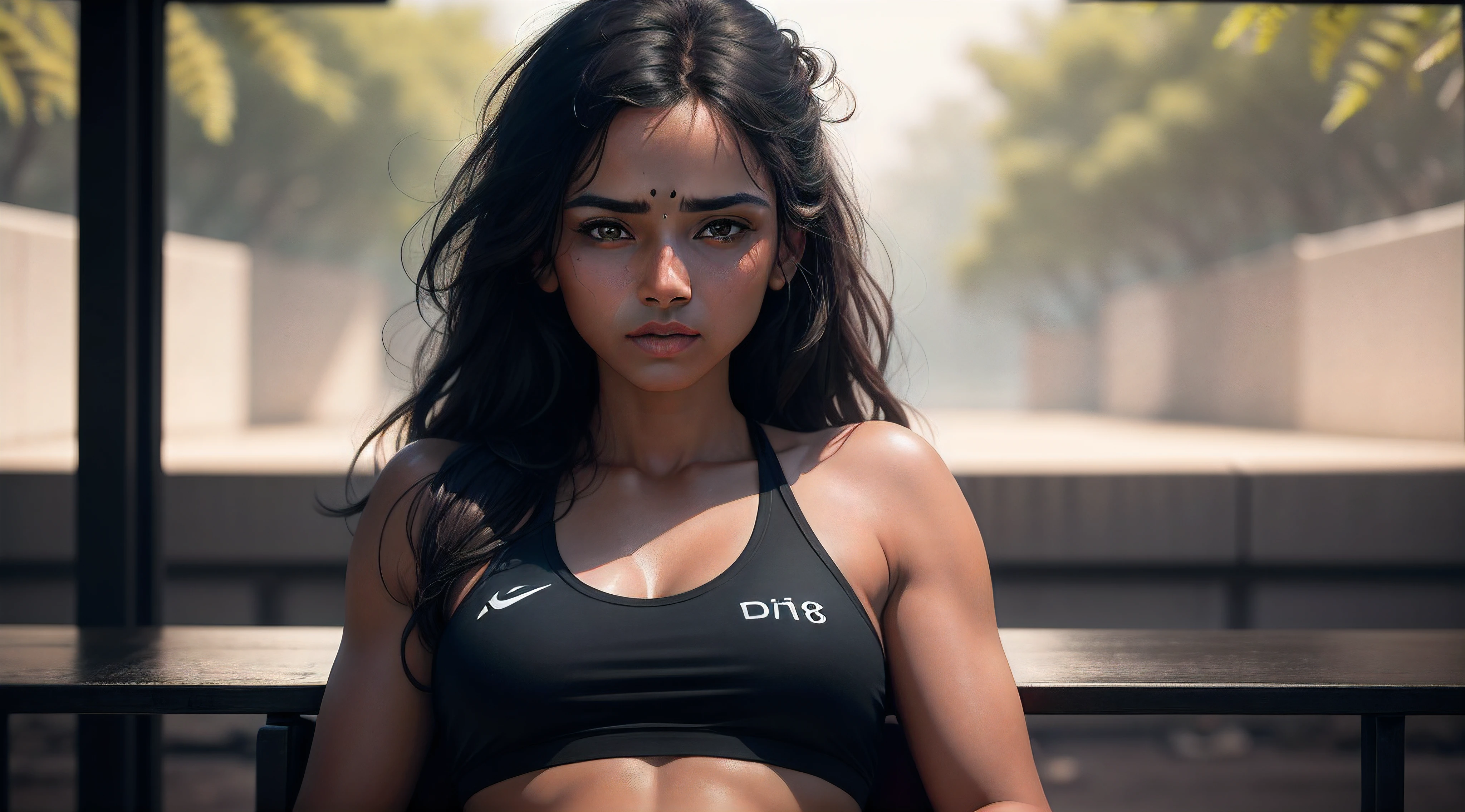 Young indian woman, skinny woman, 19 years old, Thick-framed glasses, bindi, hacker, the Matrix style, cyberpunk,