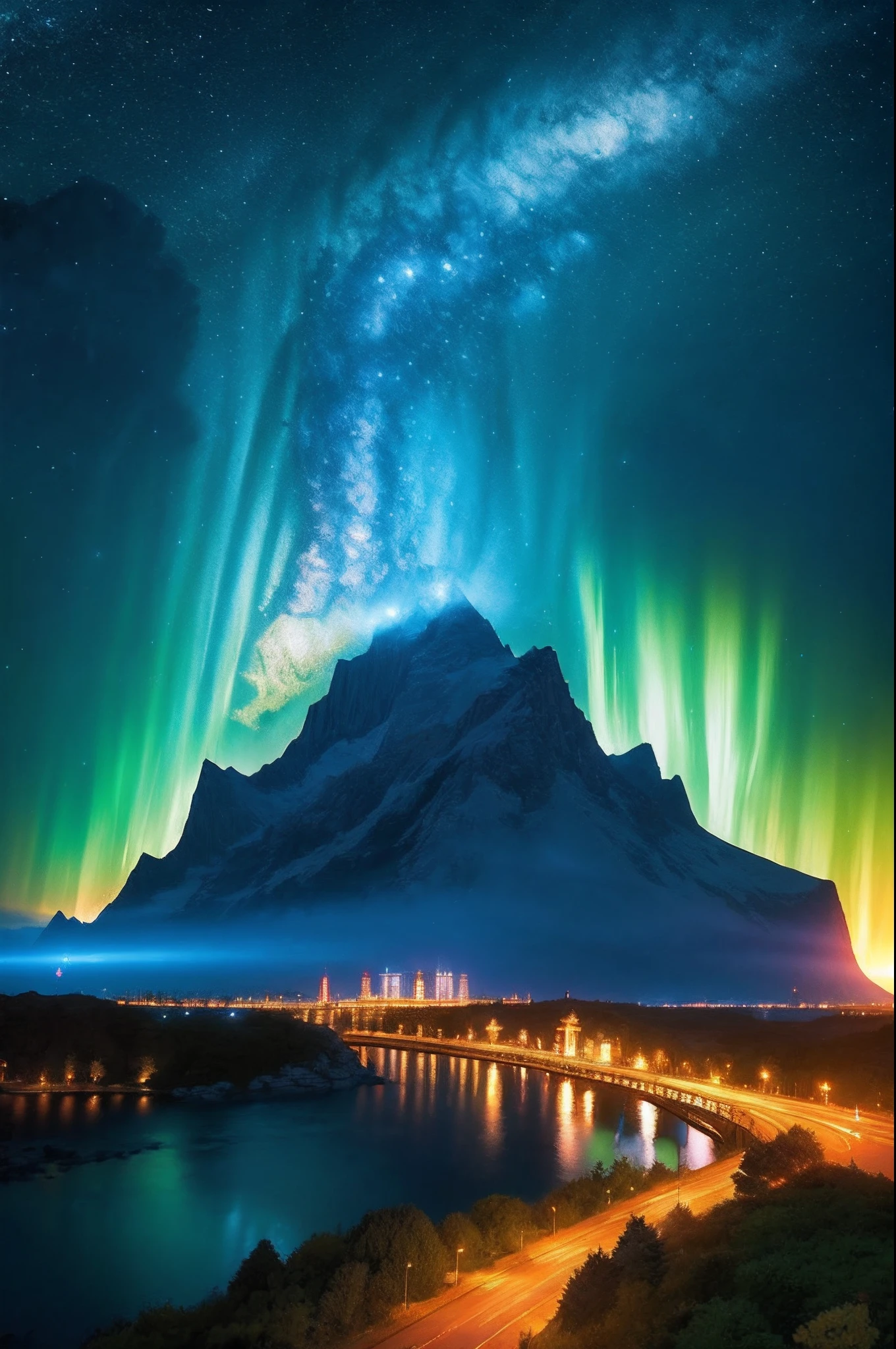 scenography,fantastical scenes,Stars shine,32-bit pixels