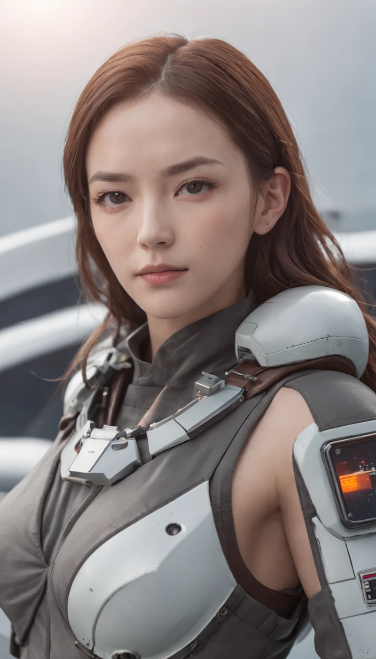 Giant spaceship、flight deck、Earth outside the window、18-year-old female pilot、battleship、mirai、A cinematic scene、force、hentail realism