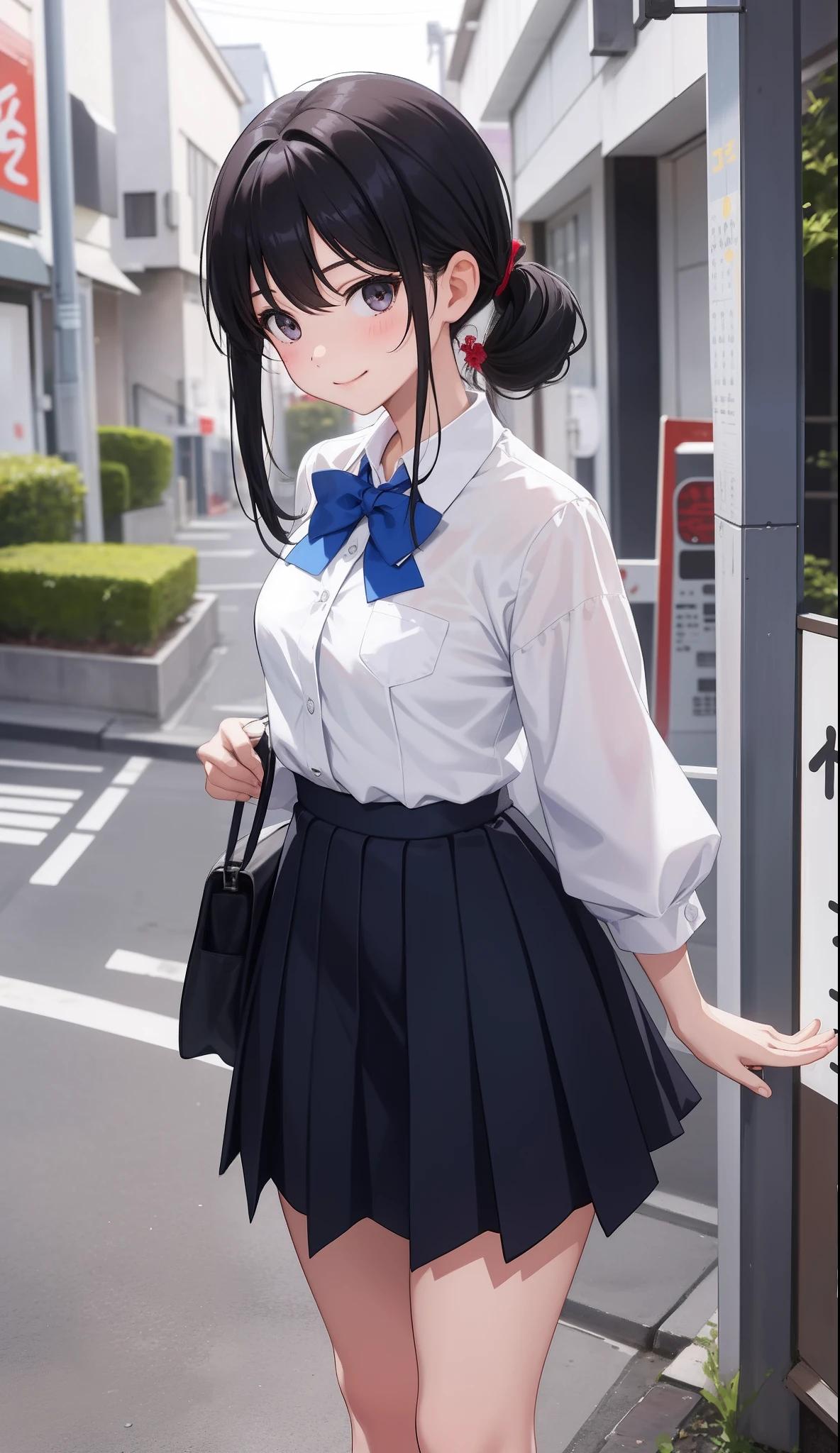 1girl in、AS-Adult、A smile、The shirt、skirt by the、(small tits)Chilarism、Japan High School Student Uniform、serafuku、summer clothing、(Sheer Bra)、Upper body portrait、