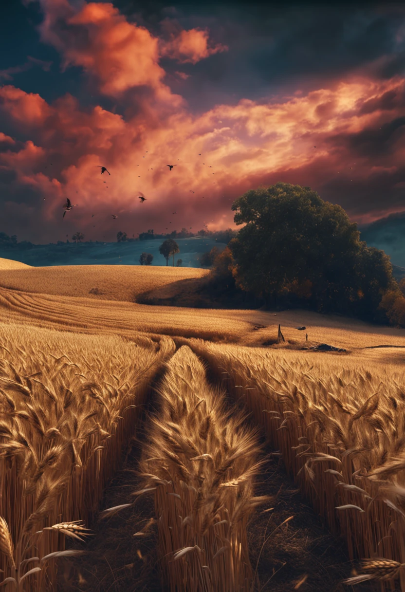 Make the Wheatfield with Crows picture realistically