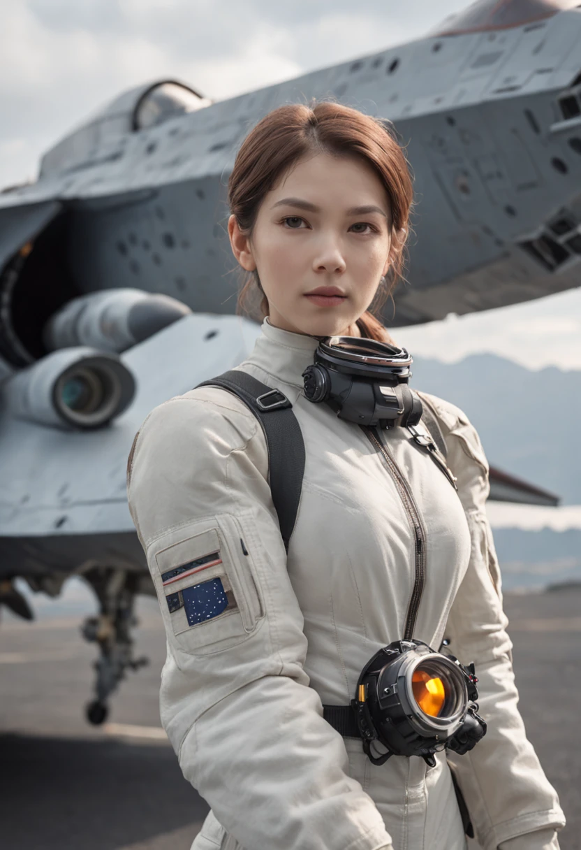 Giant spaceship、flight deck、Earth outside the window、18-year-old female pilot、battleship、mirai、A cinematic scene、force、hentail realism