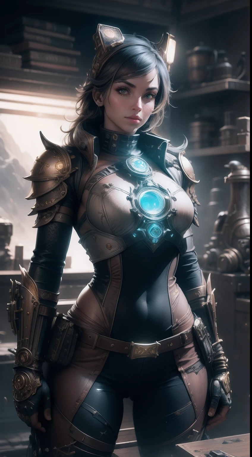 Rocky steampunk, Cinematic lighting, Highly detailed, Detailed armor, full bodyesbian,