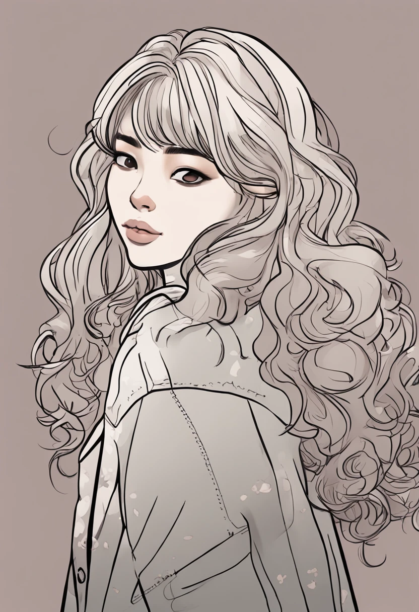 Cartoon image of a woman with permed hair, Super pretty 20 year old Korean girl, Cartoon style illustration, Cartoon Art Style, Cartoon Art Style, Digital illustration style, Highly detailed character design, cute detailed digital art, beautiful digital illustration, high quality portrait, Comic art, Asia, Character Design Portrait, White background