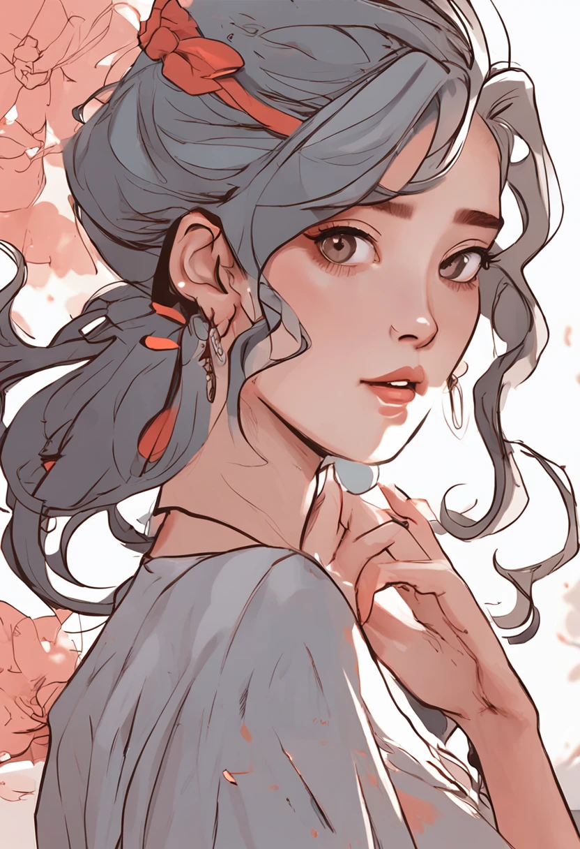 Cartoon image of a woman with permed hair, Super pretty 20 year old Korean girl, Cartoon style illustration, Cartoon Art Style, Cartoon Art Style, Digital illustration style, Highly detailed character design, cute detailed digital art, beautiful digital illustration, high quality portrait, Comic art, Asia, Character Design Portrait, White background