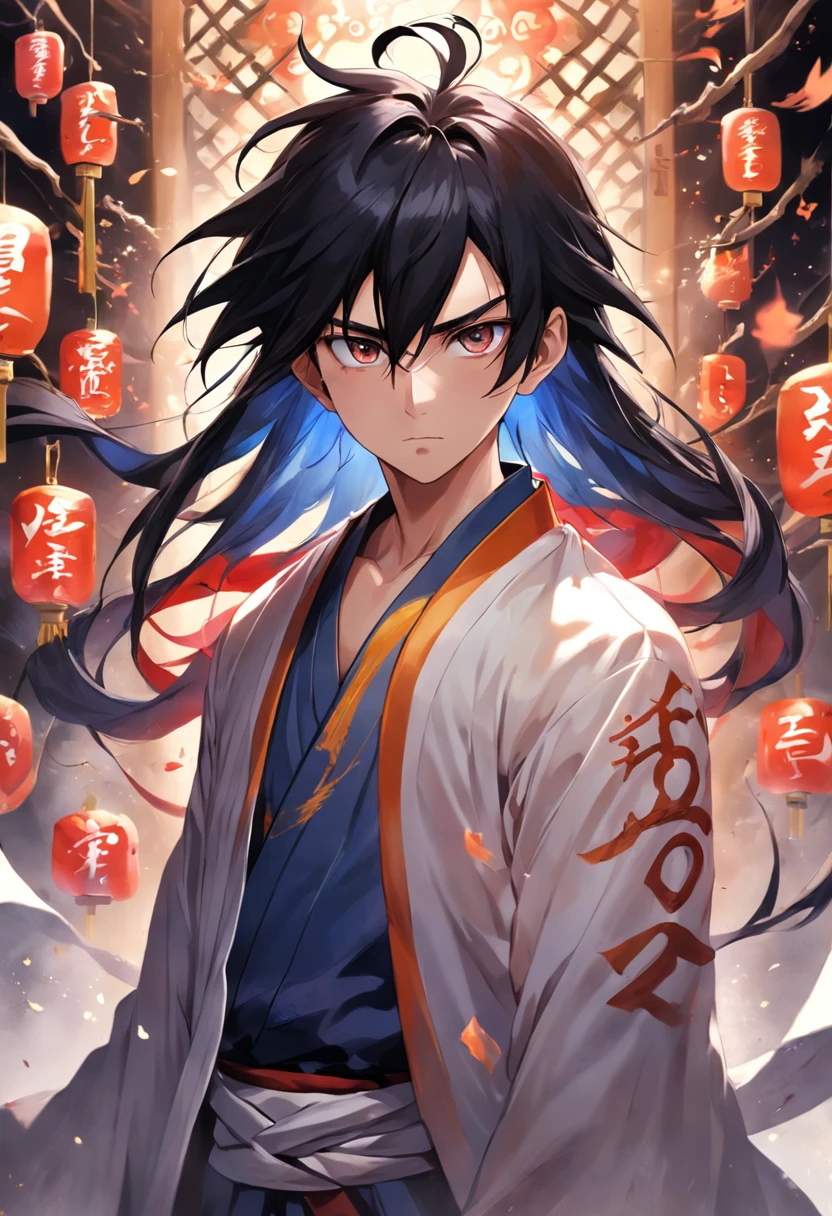He inherited the traits of the Zen-in family，Has a dignified appearance and deep eyes。His expression varied and varied，Through the delicate picture, the complex emotions and cunning side of his heart are revealed，Black hair and black eyes，Loves gambling，With the ordinariness that the sorcerer himself has set for himself「shackle」diffe，Heaven and curse are an innate coercion「shackle」。Shier's heavens and spells made him born into a family of spellmasters without spells，In return, Shier gained unparalleled physical strength and super athletic talent，The five senses have also been greatly improved。With the ultimate sense of touch、olfaction、hearing，Even without relying on sight, he can feel the actions of the spell，Although it is impossible to harm the spell spirit without the spell，But when it comes to duel magicians, he still has extremely strong combat effectiveness，A painting of a man with a knife in his hand, hajime no ippo manga inspired, kentaro miura manga style