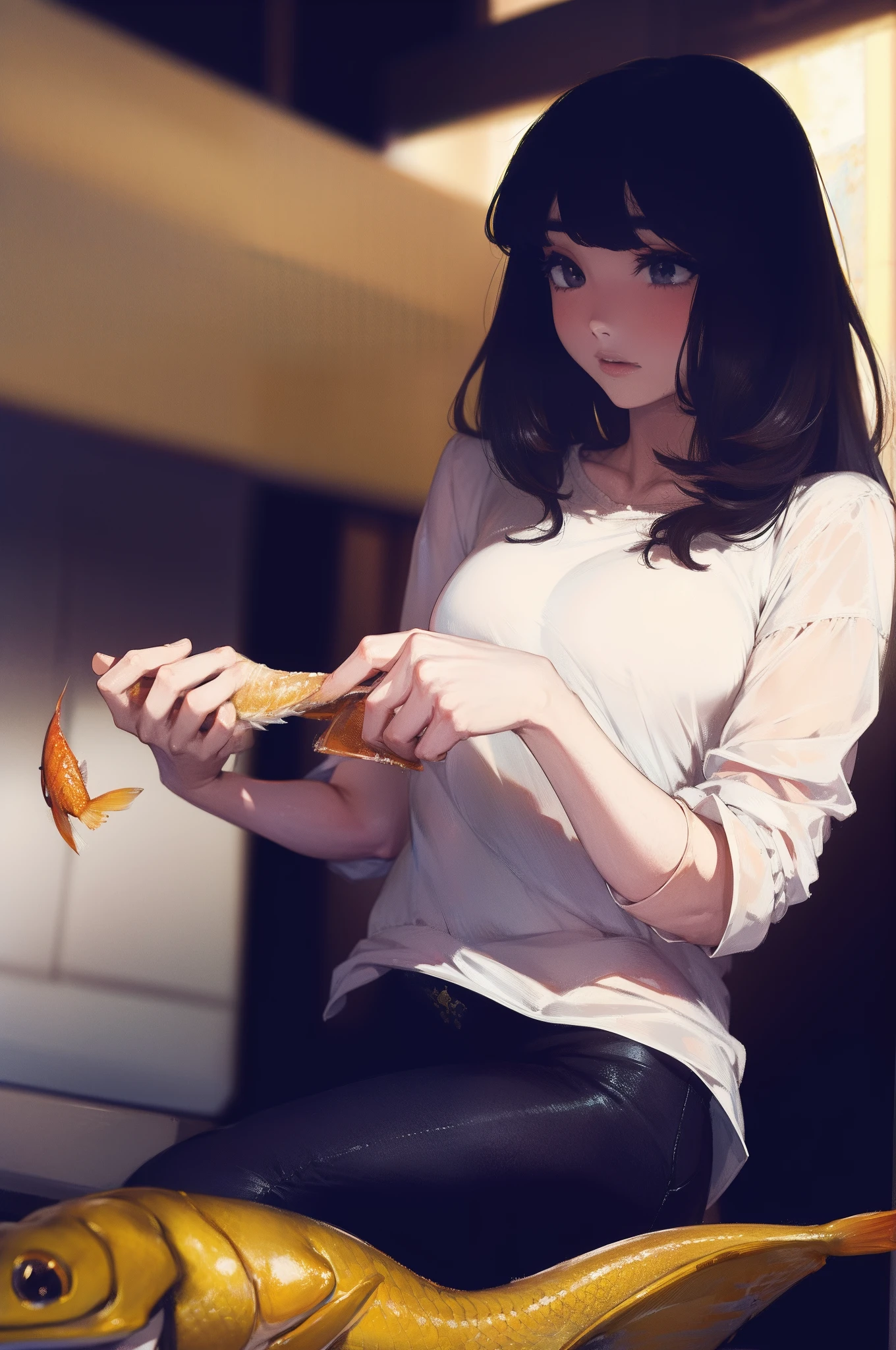 Right hand grabbing a fish