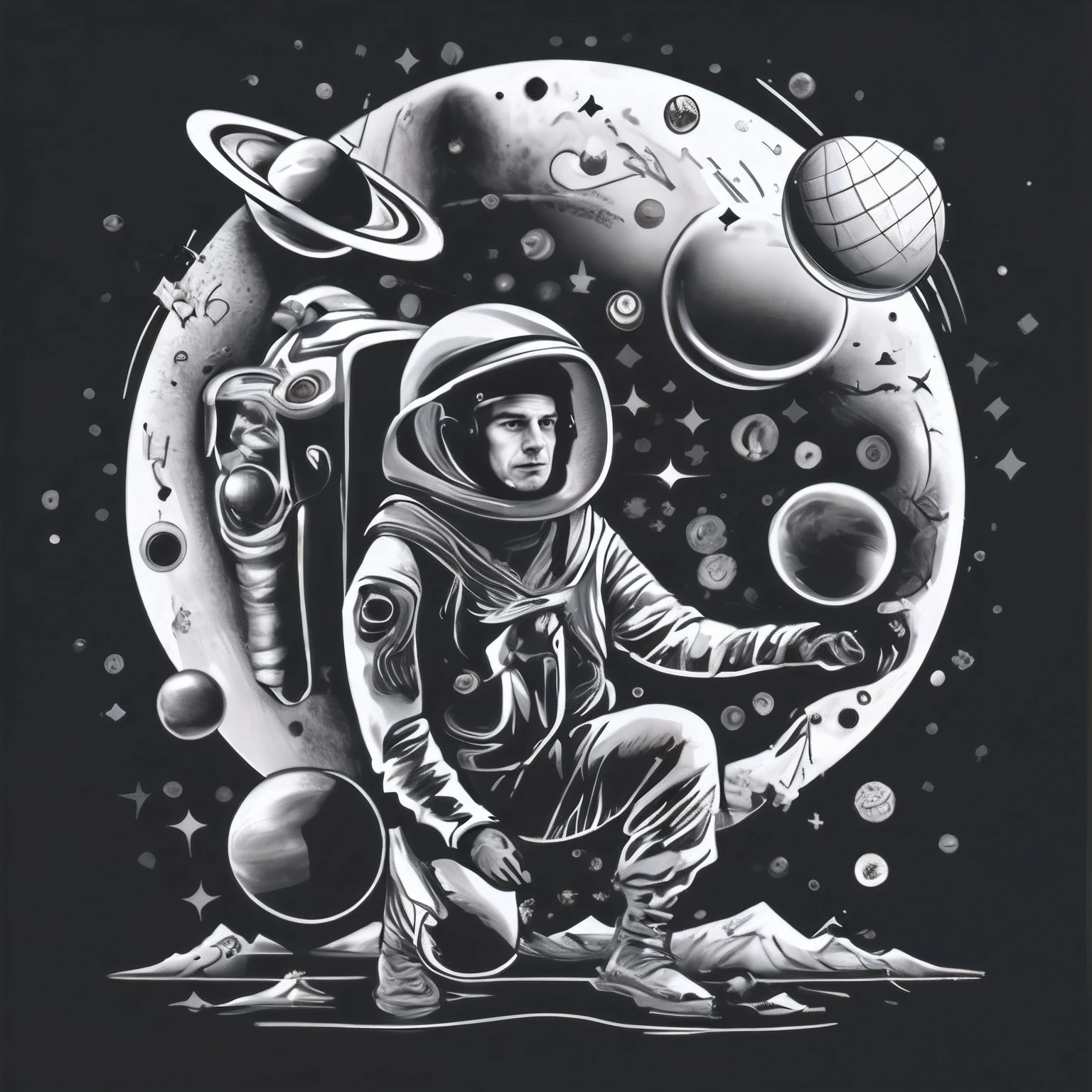 drawing of a man in a space suit, detailed astronaut, portrait of astronaut, astronaut, lonely astronaut, astronaut in space, space travel, portrait of an astronaut, astronaut stranded on planet, futuristic astronaut, astronaut lost in liminal space, of space travel, space exploration, astronaut on the moon, cosmonaut, Man in space, Man astronaut