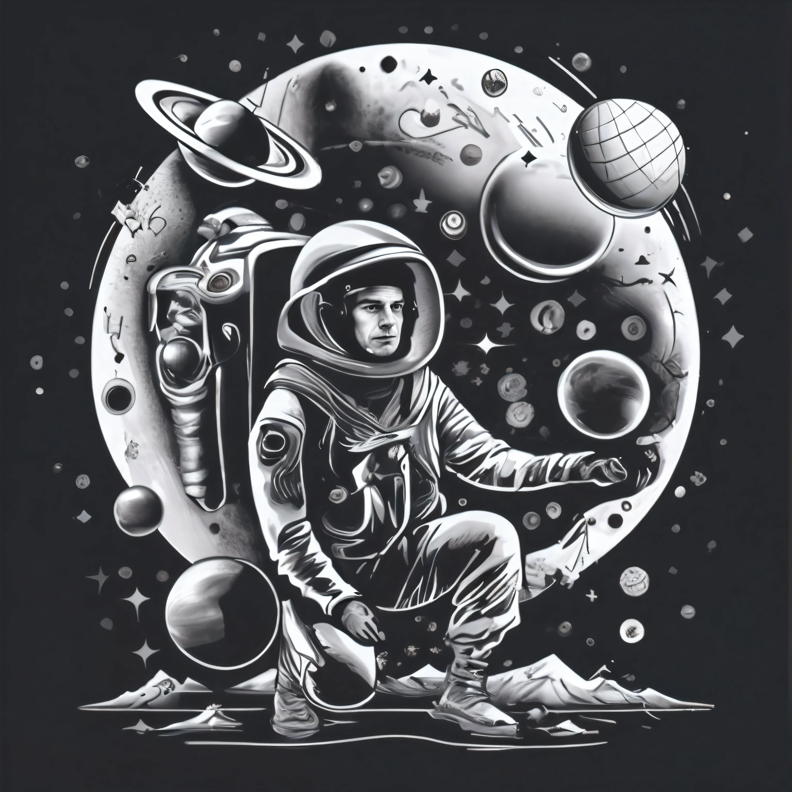 drawing of a man in a space suit, detailed astronaut, portrait of astronaut, astronaut, lonely astronaut, astronaut in space, space travel, portrait of an astronaut, astronaut stranded on planet, futuristic astronaut, astronaut lost in liminal space, of space travel, space exploration, astronaut on the moon, cosmonaut, Man in space, Man astronaut