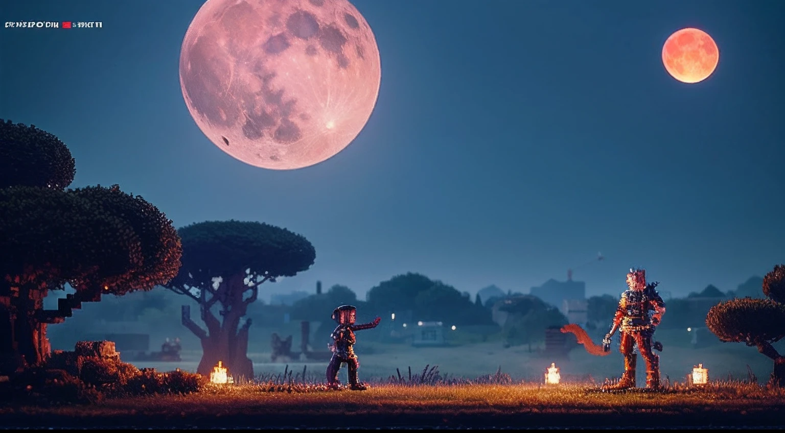 pixel game,scenography,fantastical scenes,Bloody moonlit night,Red Moon,Vampires,the bats,levitating, Pixel art #pixelart
