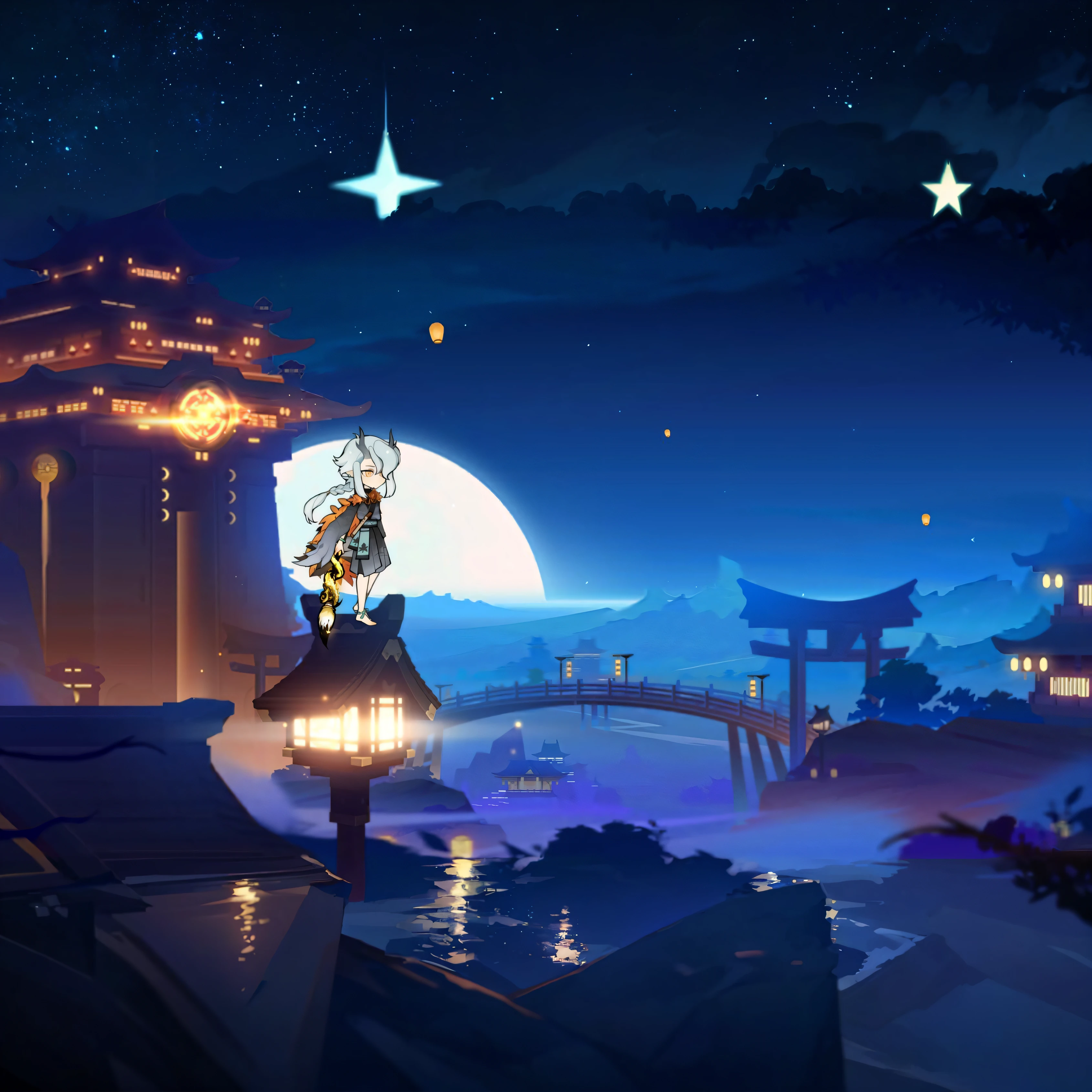 Blue starry sky