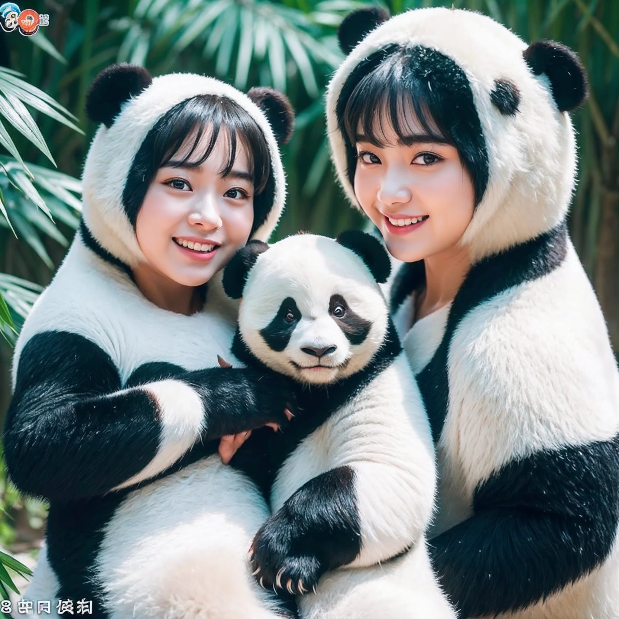 (8K、RAW Photos、top-quality、masterpiece:1.5)、(realisitic、Photorealsitic:1.5)、ultra-detailliert、超A high resolution、lighting like a movie、(((Idols who love pandas)))、(((Japan 16 year old girls)))、(((Wearing cute costumes with panda motifs)))、(Lots of pandas:1.5)、cute smile face、Happy and energetic atmosphere、dynamic ungle、动态照明