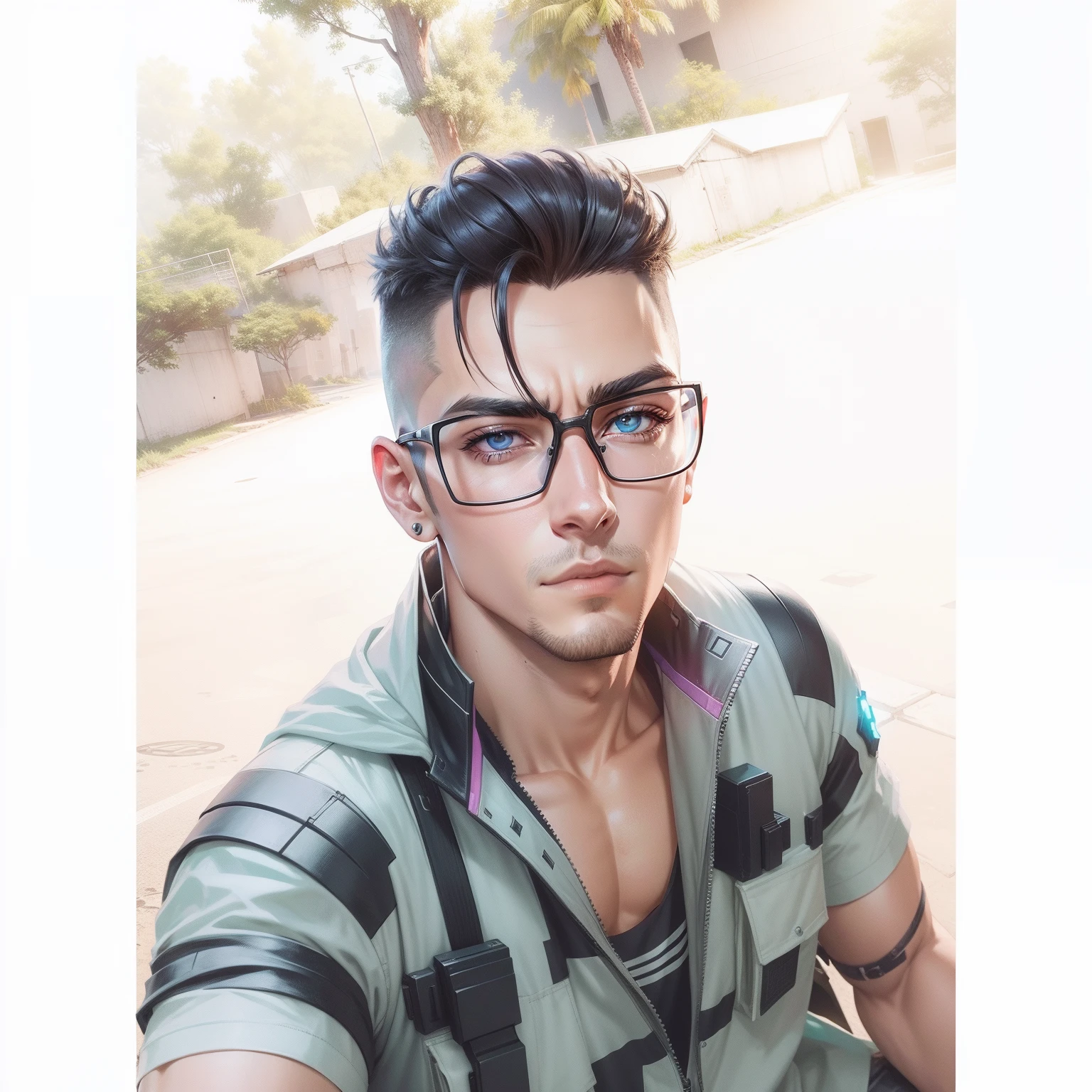Change background Cyberpunk handsome boy realistic anime full HD 4K