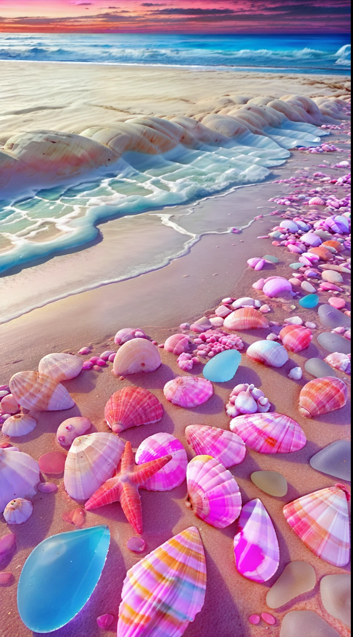 Take a picture of the beach and the shells on it, breath-taking beautiful beach, Magical beach, Beautiful beach, Sea glass, breathtaking colors, Crystal clear sea, Seafront, Beautiful wallpaper, sand and sea, Beautiful colors, pink white turquoise, Amazing wallpapers, sea of parfait, with beautiful colors, beautiful sea landscapes, Beautiful nature, serene colors