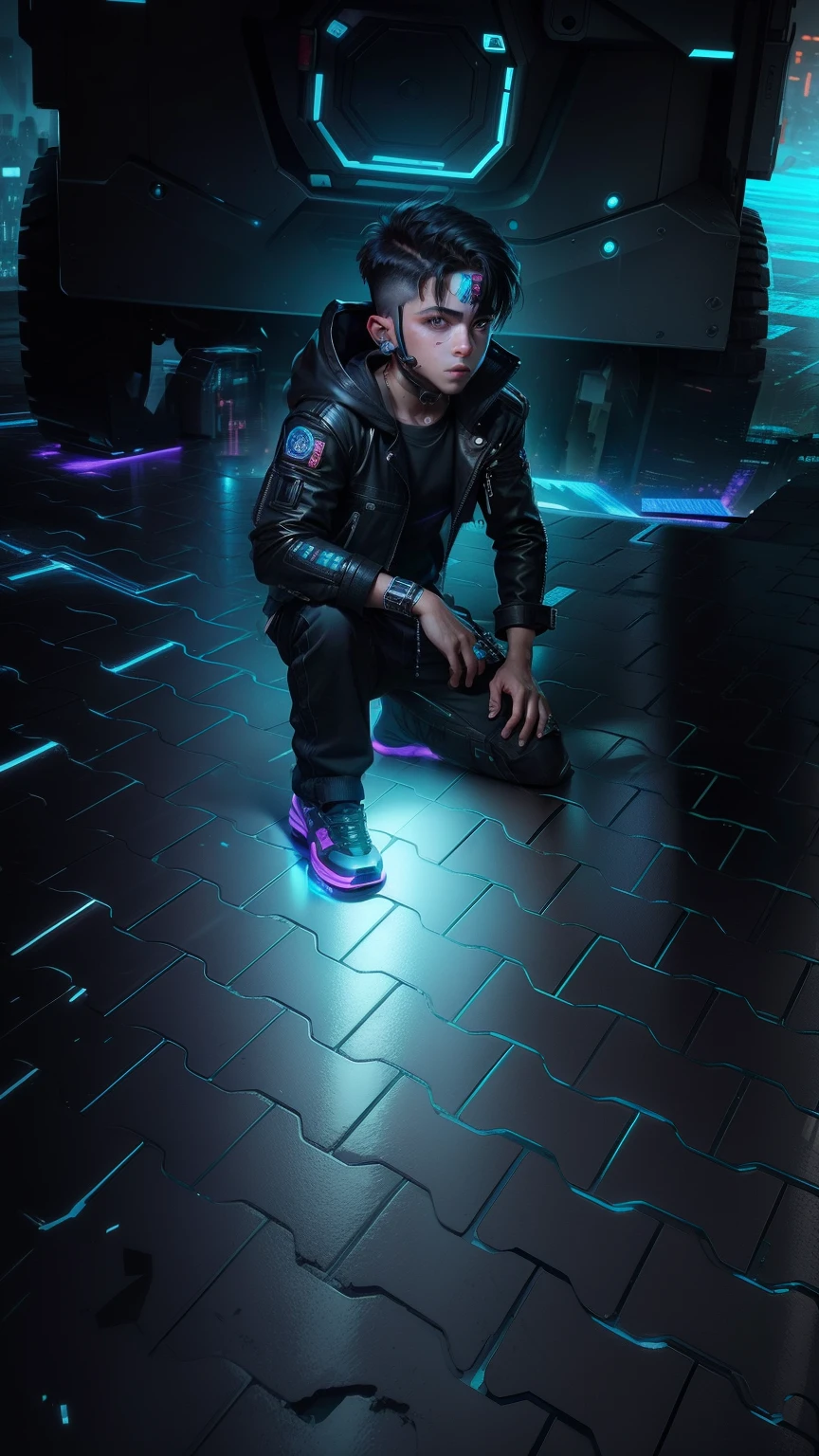 Change background cyberpunk handsome boy, realistic face, 8k, ultra realistic, cute little boy,
Real face,