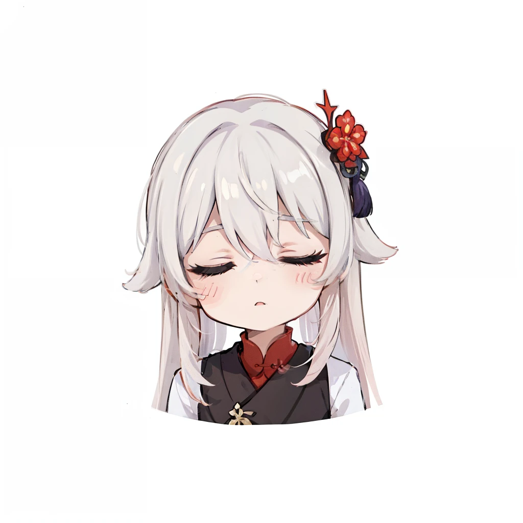 Sleeping, White background, 《genshin impact》Hu Tao, Sticker, Cute, tchibi